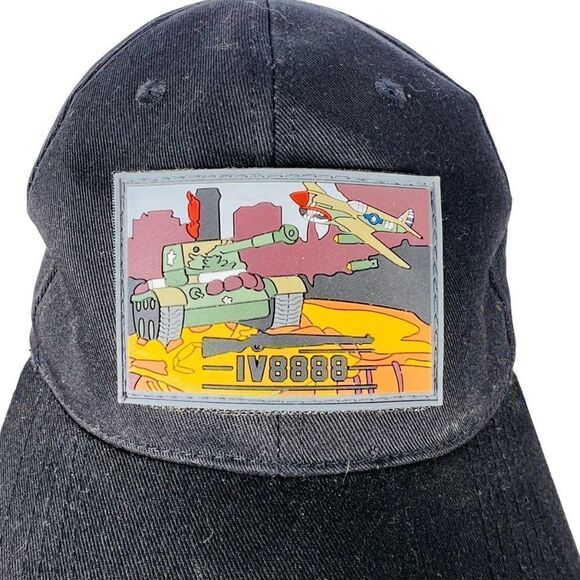 IV8888 Military Patch Hat Tank / Plane Plaine Black / Multicolor Adjustable - Picture 5 of 7